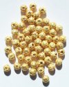 50 4mm Round Gold Metal Stardust Beads